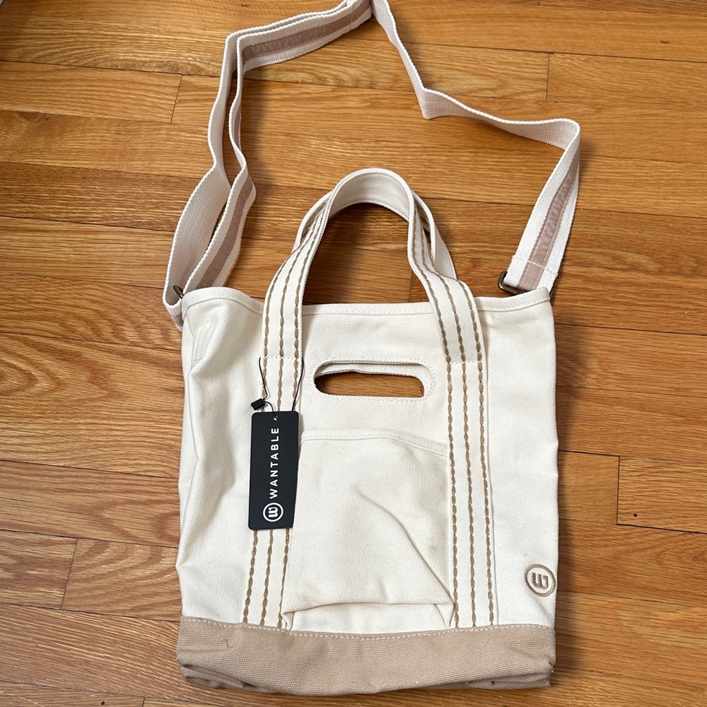 Wantable Cream Mini Canvas Tote with Tan Trim - Picture 6 of 6
